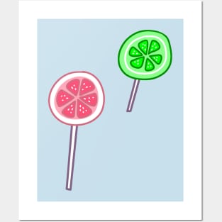 Pink Lemon and Lime Lollipops Posters and Art
